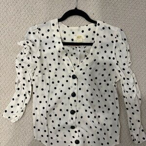 Maeve Black and White Polka Dot Blouse